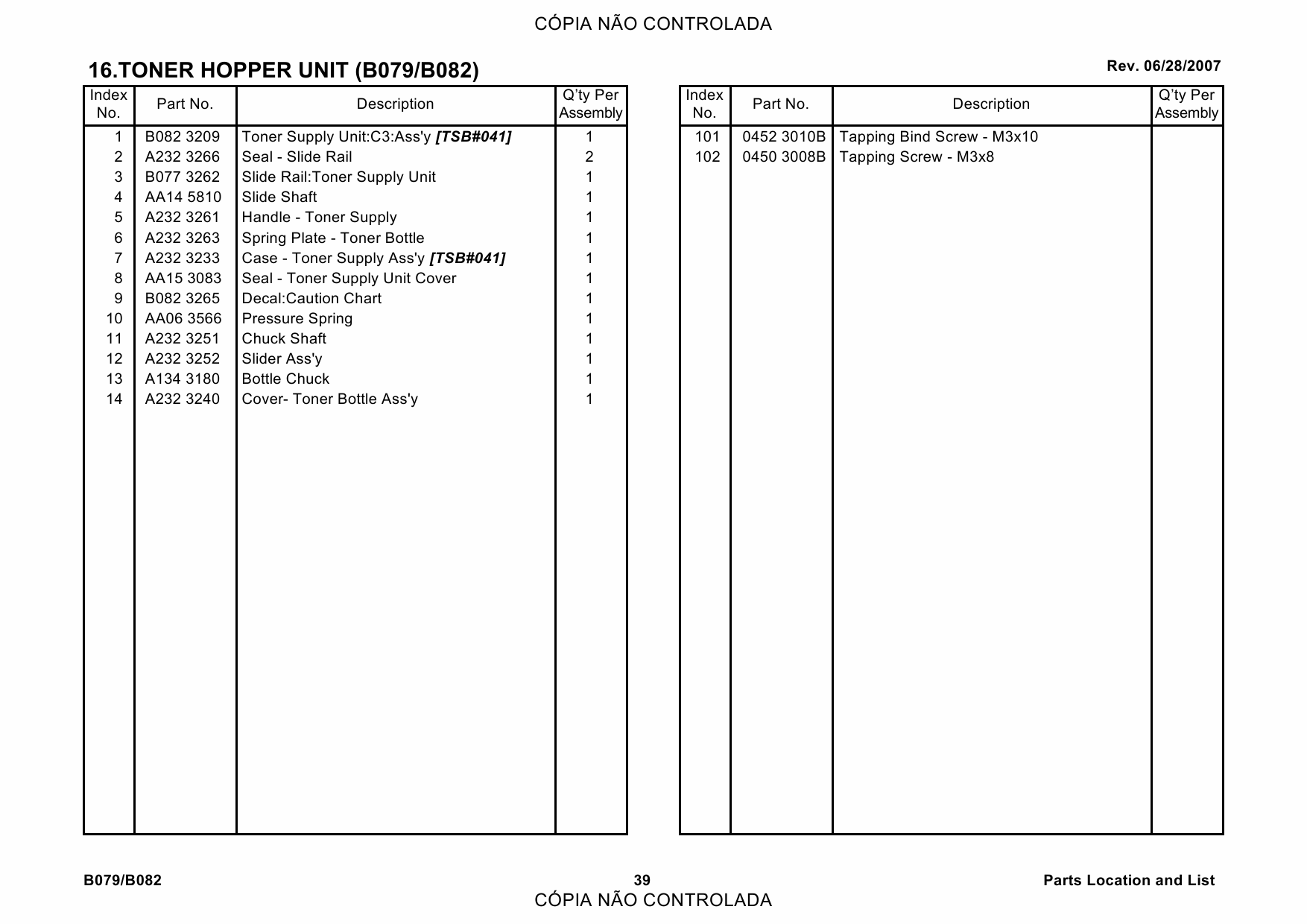 RICOH Aficio 2035 2045 B079 B082 Parts Catalog-2